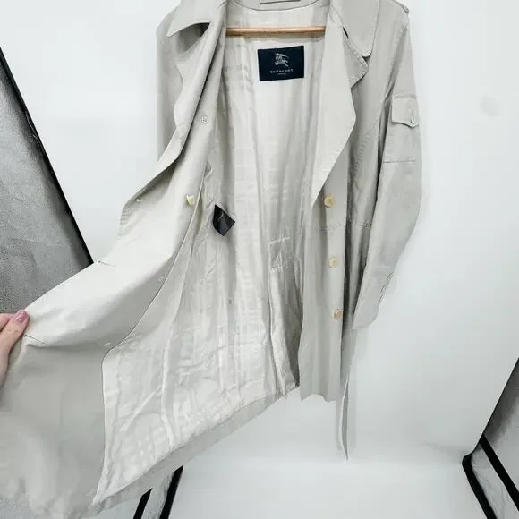 Burberry Trench Chelsea Kensington Short Belt Jacket Coat Grey Rain White 14R LW - Picture 10 of 16